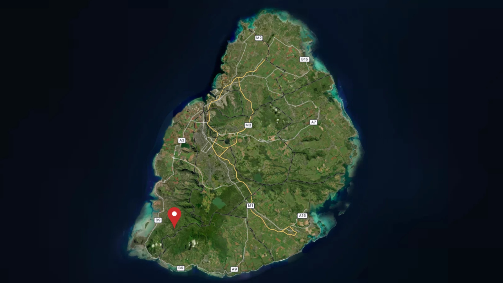 Where is Chamarel located in Mauritius?