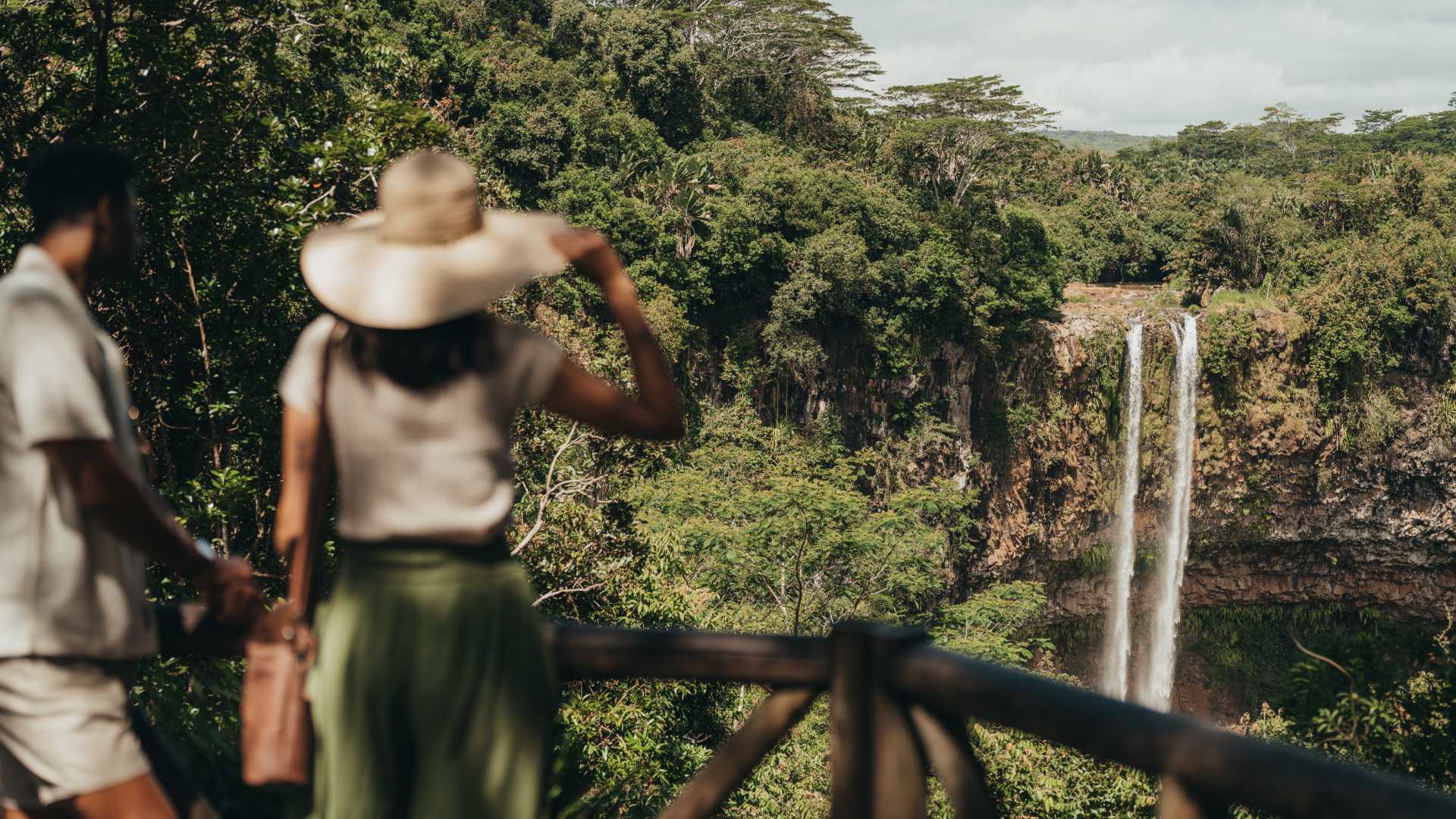 Spectacular view of Chamarel Waterfall
